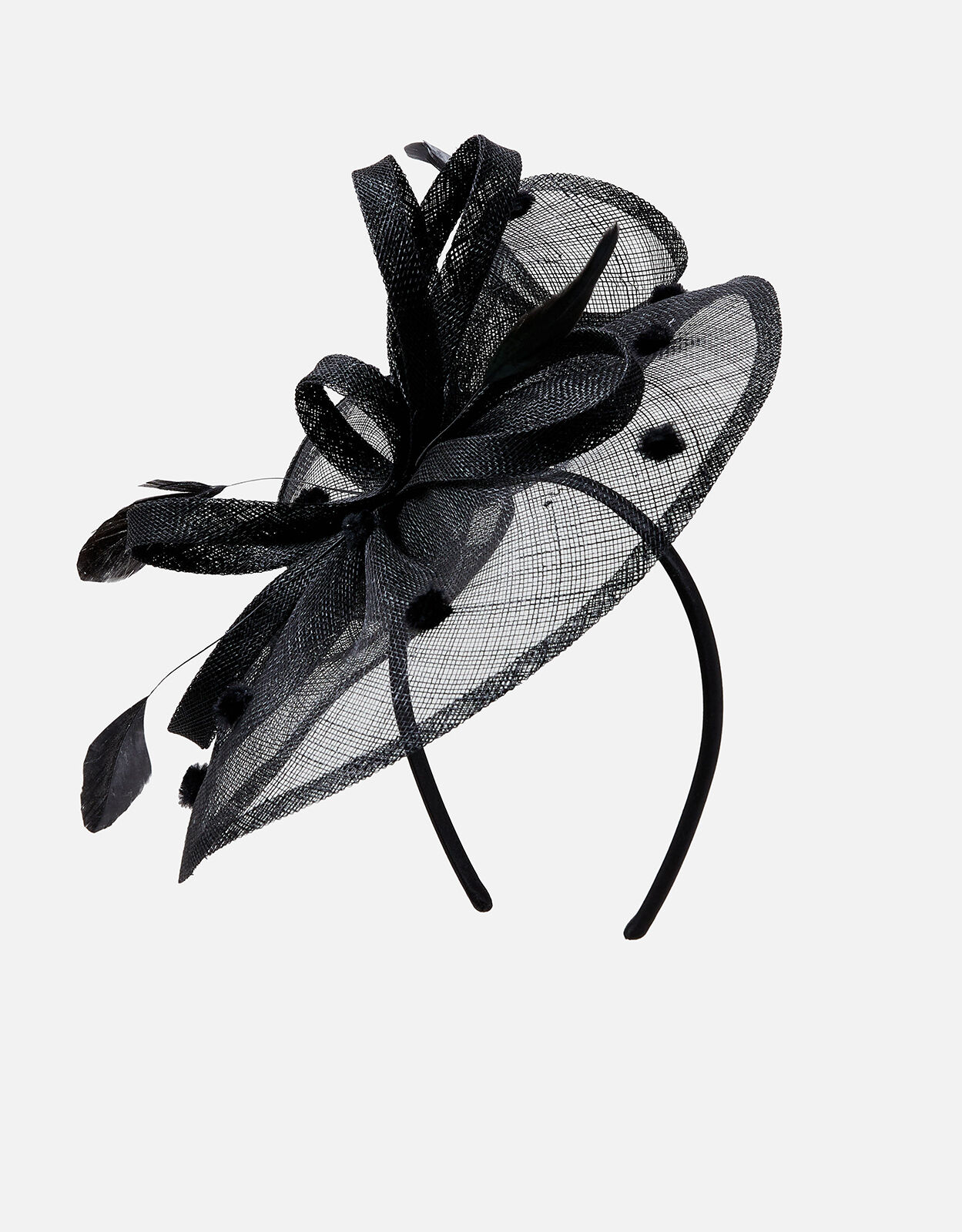 Polka Dot Sin Band Fascinator Black 