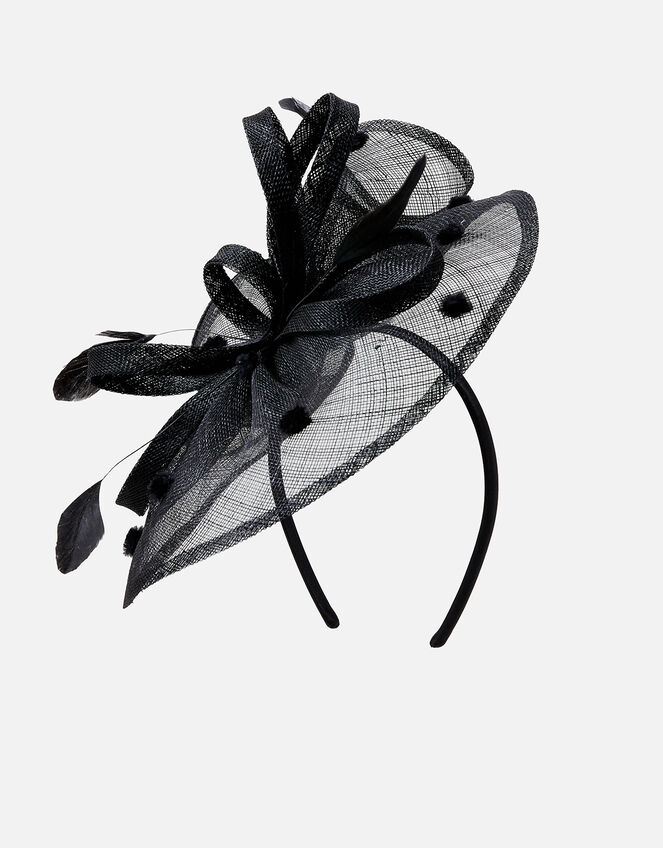 Polka Dot Sin Band Fascinator , Black (BLACK), large