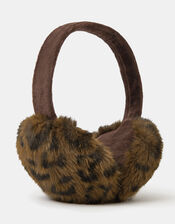 Faux Fur Leopard Print Earmuffs, , large