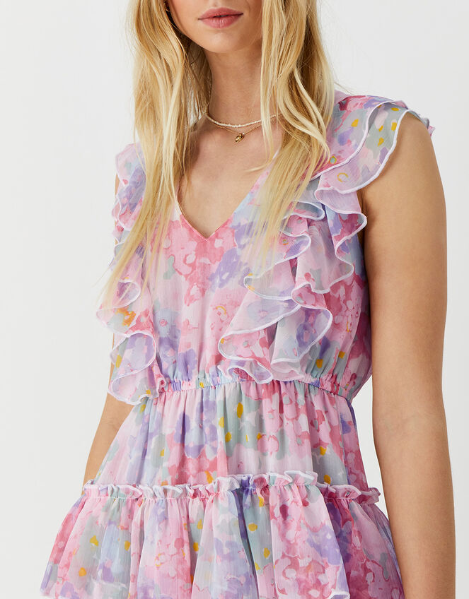 Ditsy Floral Ruffle Mini Dress, Multi (BRIGHTS-MULTI), large