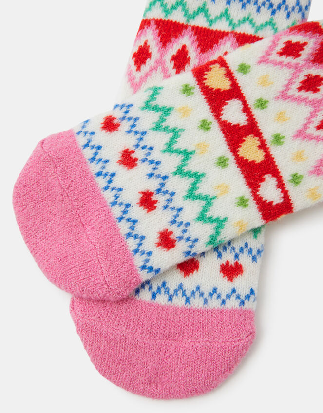 Fair Isle Print Bed Socks, , large