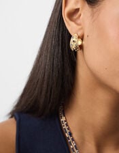 Gemstone Texture Hoop Earrings, , large