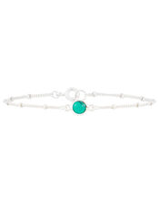 Sterling Silver Turquoise Stone Bobble Chain Bracelet, , large