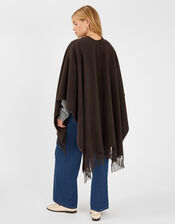 Fringe Trim Poncho, , large