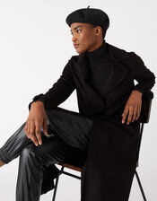 Beret Hat in Pure Wool, Black (BLACK), large
