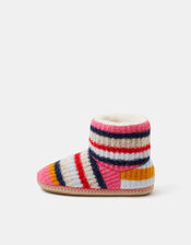 Knitted Stripe Slipper Boots, Multi (BRIGHTS MULTI), large