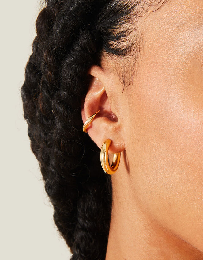 14ct Gold-Plated Irregular Ear Cuff, , large