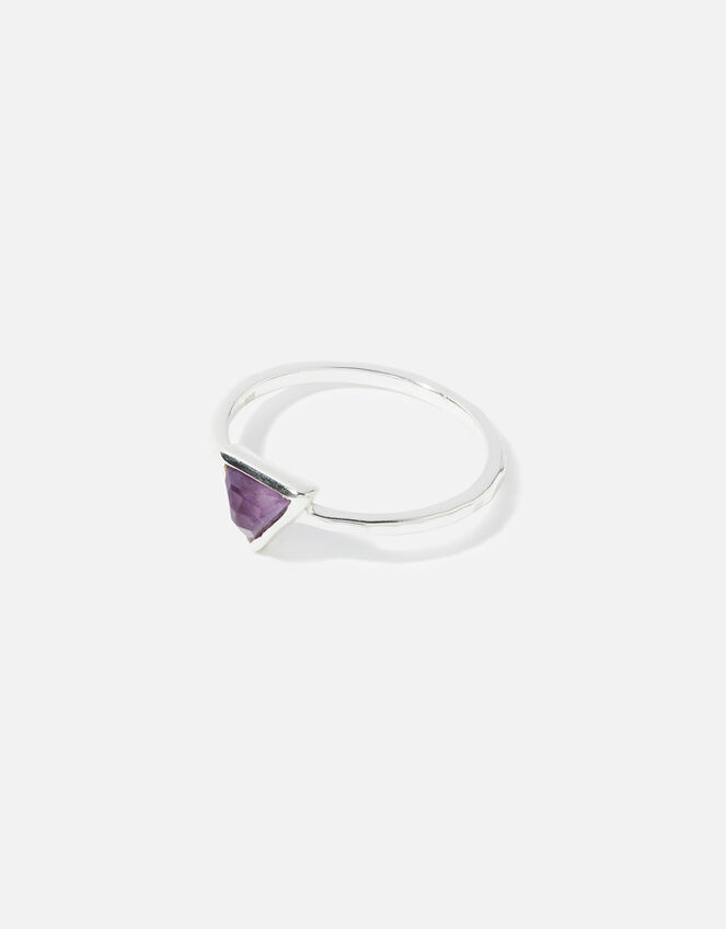 Sterling Silver Healing Stone Amethyst Ring, Purple (PURPLE), large