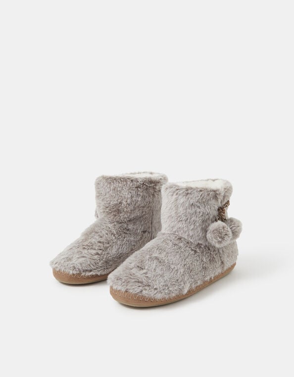 Faux Fur Boot Slippers, Grey (GREY), large