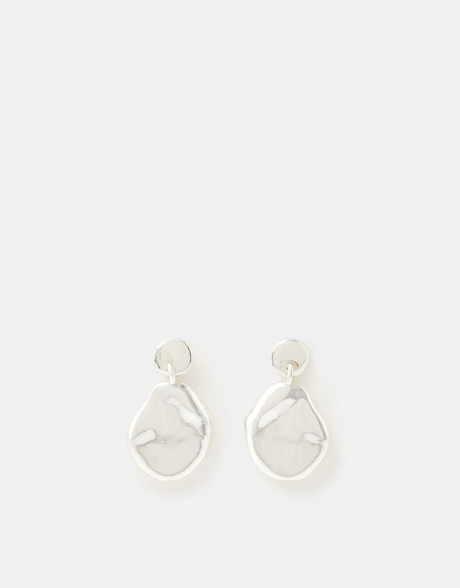 Sterling Silver Molten Drop Earrings, , large