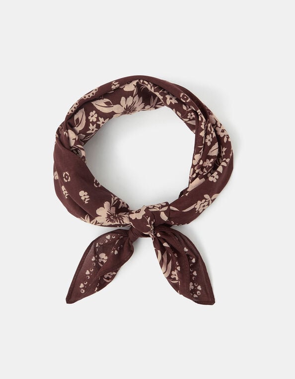 Small Floral Cotton Square Scarf, , large