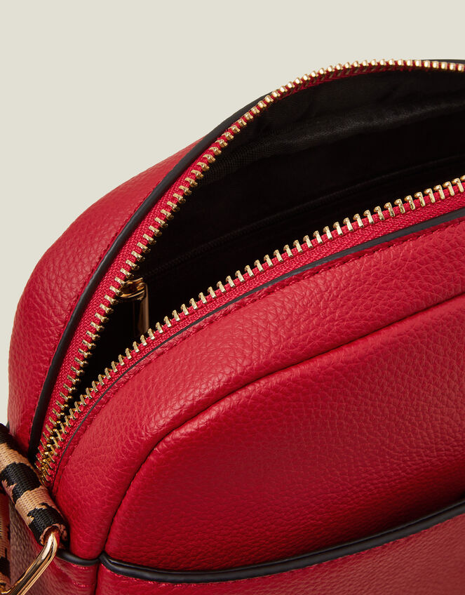 Leopard Webbing Strap Cross-Body Camera Bag, , large