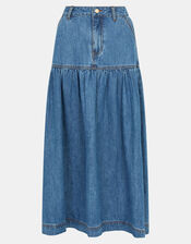 Denim Midi Skirt, Blue (BLUE), large