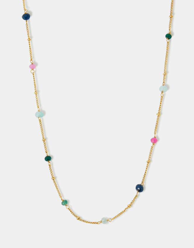 14ct Gold-Plated Beaded Station Necklace, , large