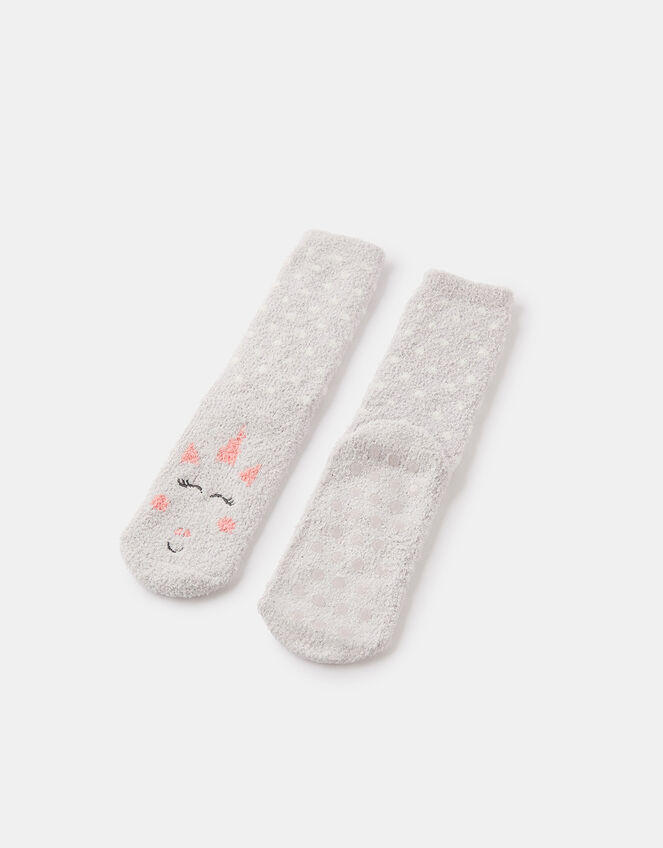 Girls Unicorn Fluffy Slipper Socks, Multi (PASTEL-MULTI), large