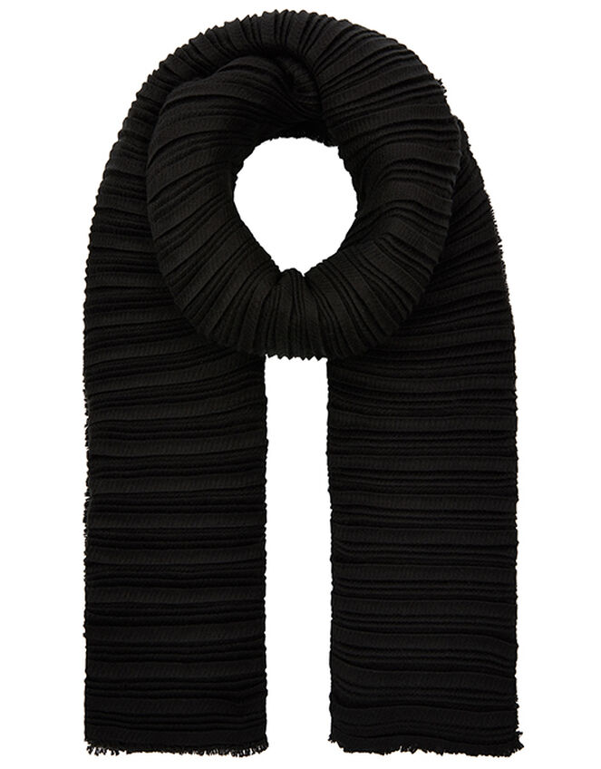 Origami Pleated Scarf, Black (BLACK), large