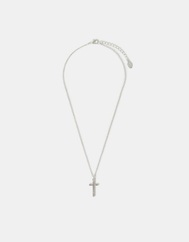 Pavé Cross Pendant Necklace, , large