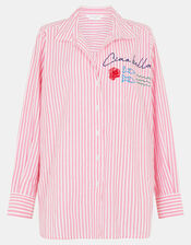 Ciao Bella Embroidered Stripe Shirt, Pink (PINK), large