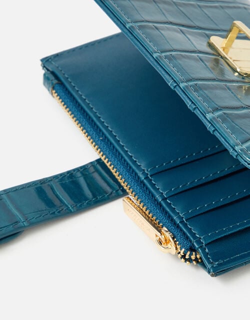 Croc Push Lock Wallet, Blue (BLUE), large