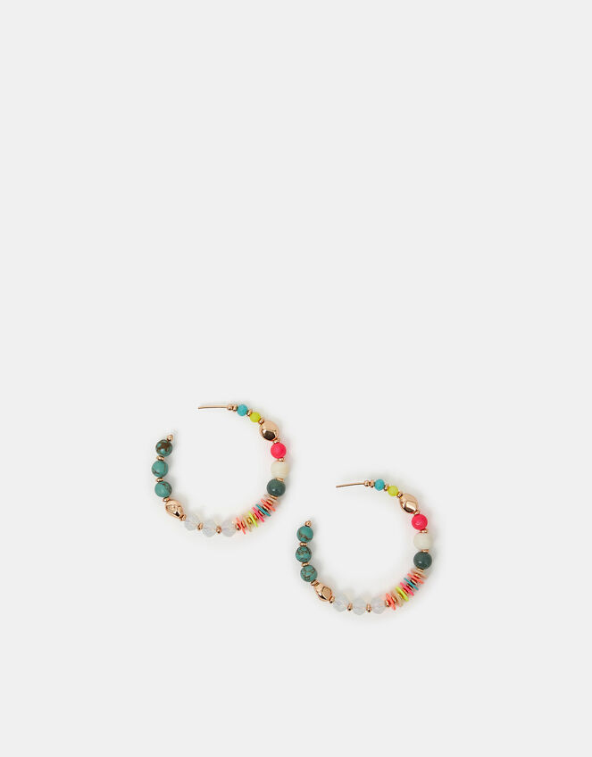 Chunky Beaded Hoop Earrings, , large