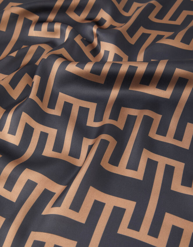 Geometric Print Square Satin Scarf, , large