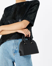 A Logo Monogram Handheld Bag, Black (BLACK), large