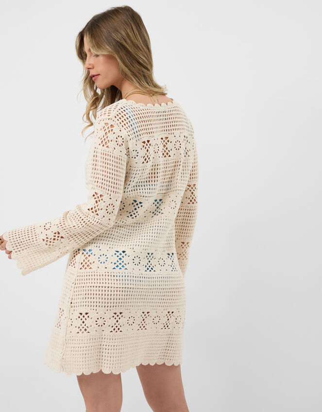 Crochet Tie Front Kaftan, Natural (NATURAL), large