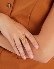 14ct Gold-Plated Snake Wrap Ring, Gold (GOLD), large