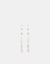 5-Pack Sterling Silver-Plated Pearl Stud & Hoop Earrings, , large
