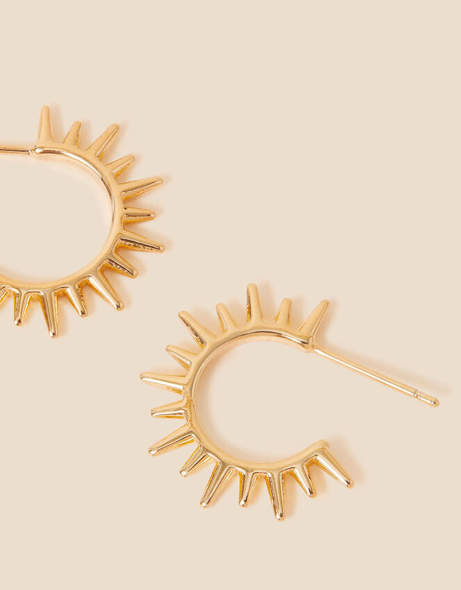 14ct Gold-Plated Sun Spike Hoop Earrings, , large