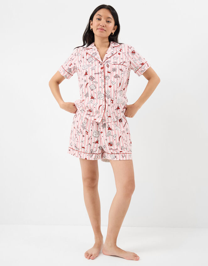 Christmas Cocktail Short Pyjamas Set, Pink (PINK), large
