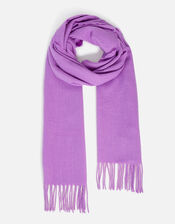 Plain Tassel Scarf, Purple (PURPLE), large