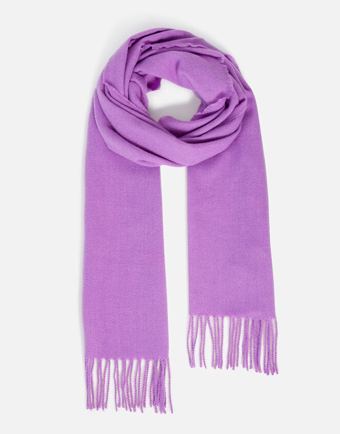 Plain Tassel Scarf, Purple (PURPLE), large