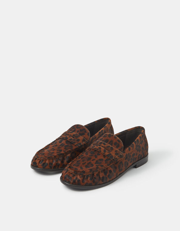 Leopard Print Leather Loafers, Leopard (LEOPARD), large