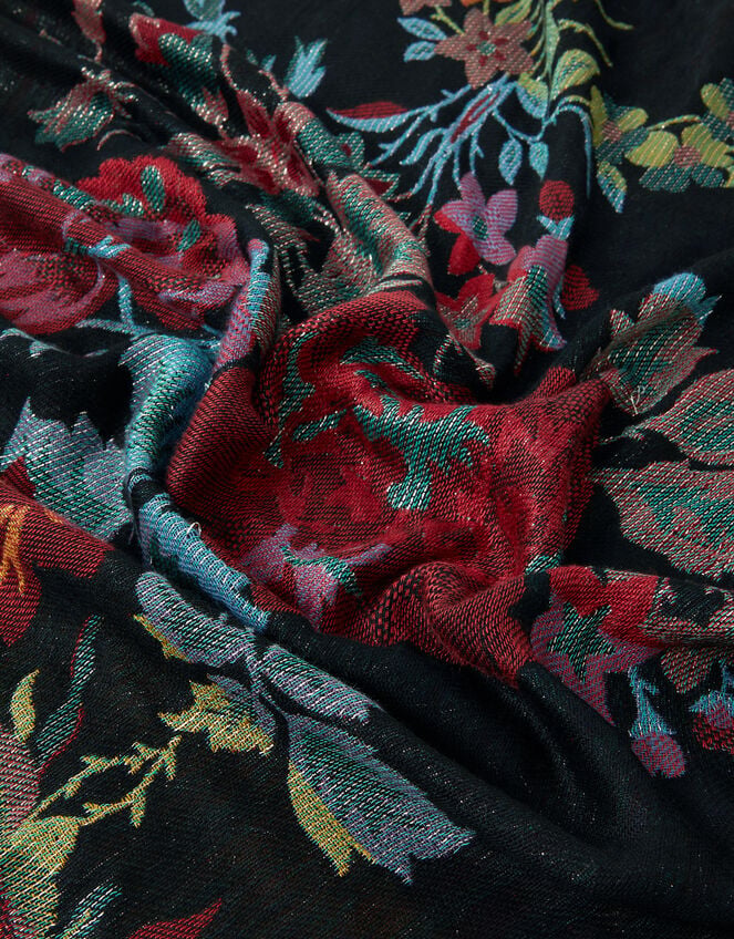 Floral Jacquard Blanket Scarf, , large