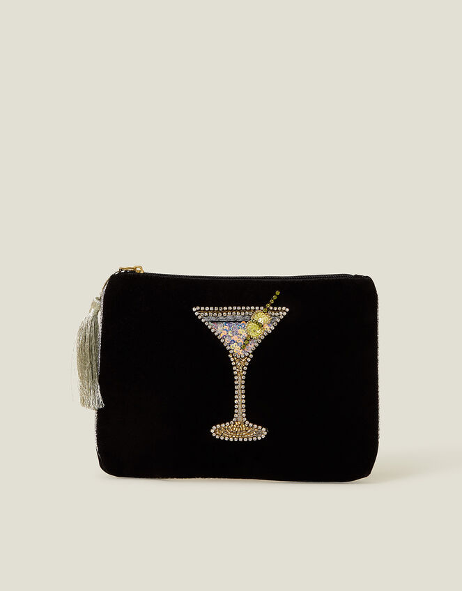 Velvet Embellished Cocktail Pouch, , large