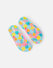 Girls Fruit Print Flip Flops, Multi (BRIGHTS-MULTI), large
