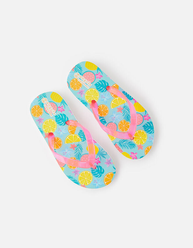 Girls Fruit Print Flip Flops, Multi (BRIGHTS-MULTI), large