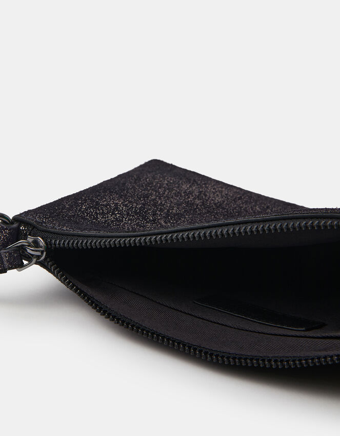 Glitter Leather Crossbody Bag, Black (BLACK), large