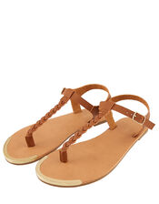 Plaited Strap Sandals, Tan (TAN), large