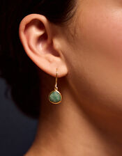 14ct Gold-Plated Aventurine Drop Earrings, , large