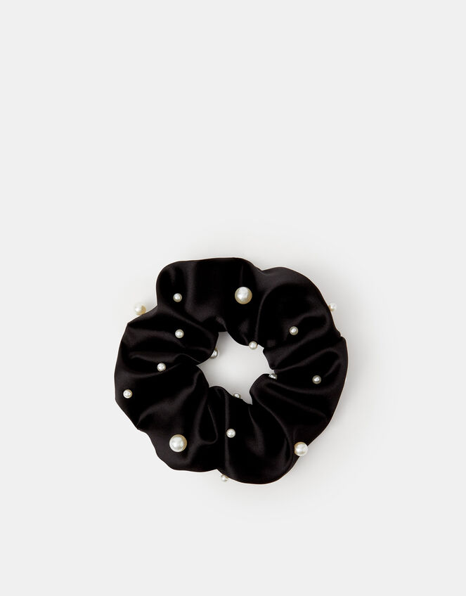 Pearl Satin Hair Scrunchie, , large