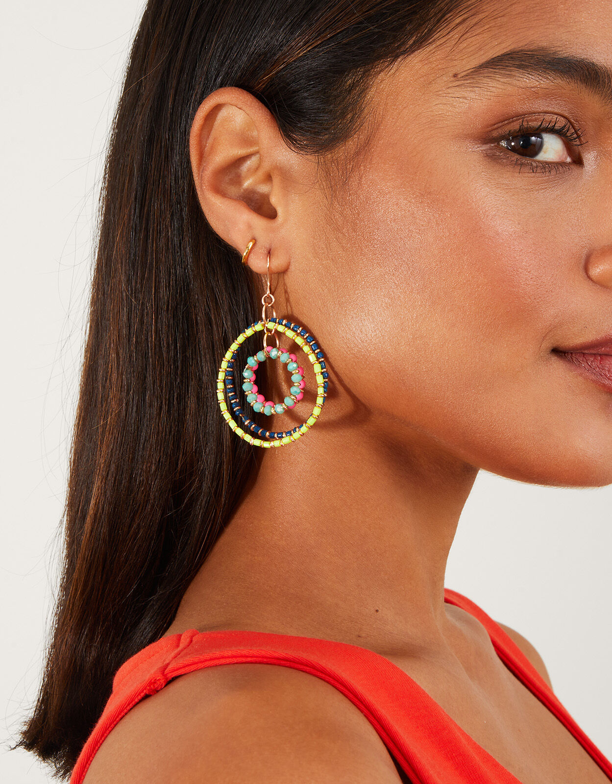 Beaded hoop earrings best sale