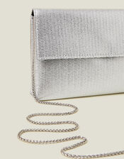 Metallic Fold-Over Clutch Bag, Silver (SILVER), large