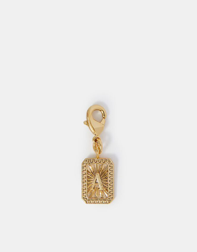 14ct Gold-Plated Framed Initial Charm, Gold (GOLD), large