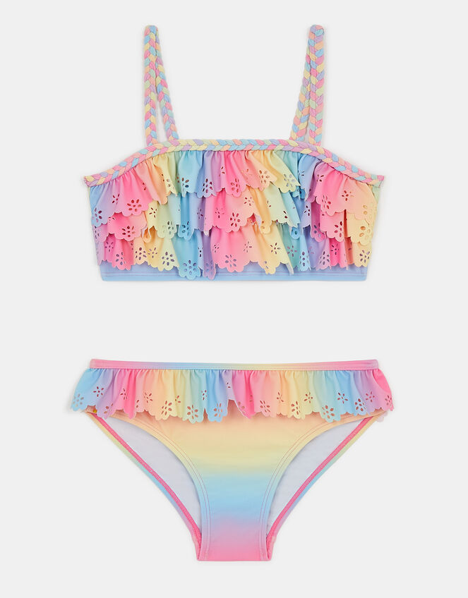Girls Ombr&eacute; Frill Bikini Set, Multi (PASTEL MULTI), large