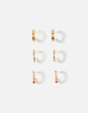 Colourful Stones Hoops Set of Three, , large