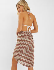 Zigzag Knit Sarong, Natural (NATURAL), large