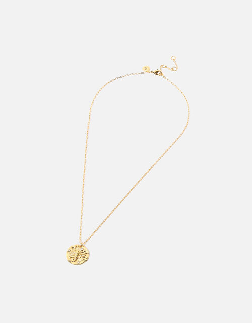 Gold-Plated Textured Horoscope Necklace, Gold (GOLD), large