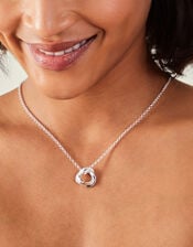 Sterling Silver-Plated Chunky Pendant Necklace, , large